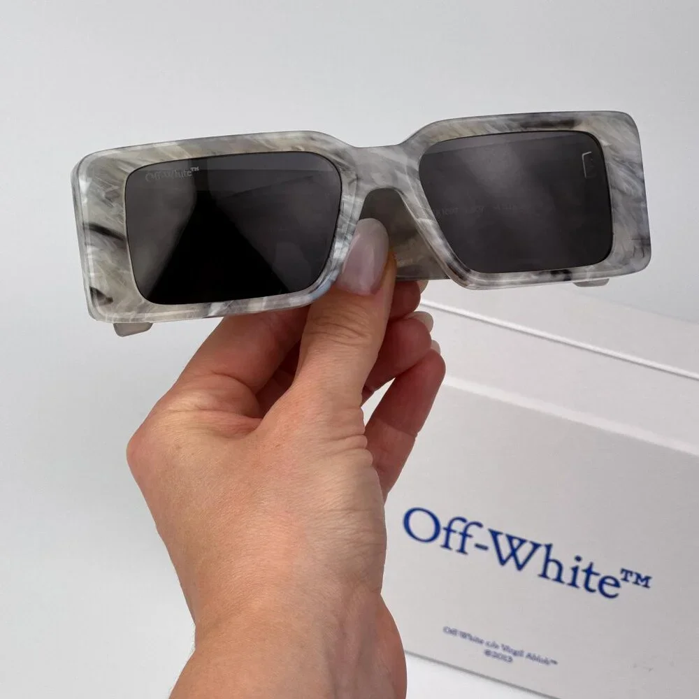 Off-White MILANO Sunglasses – Marble Grey Square Frame | Model OERI097 0807